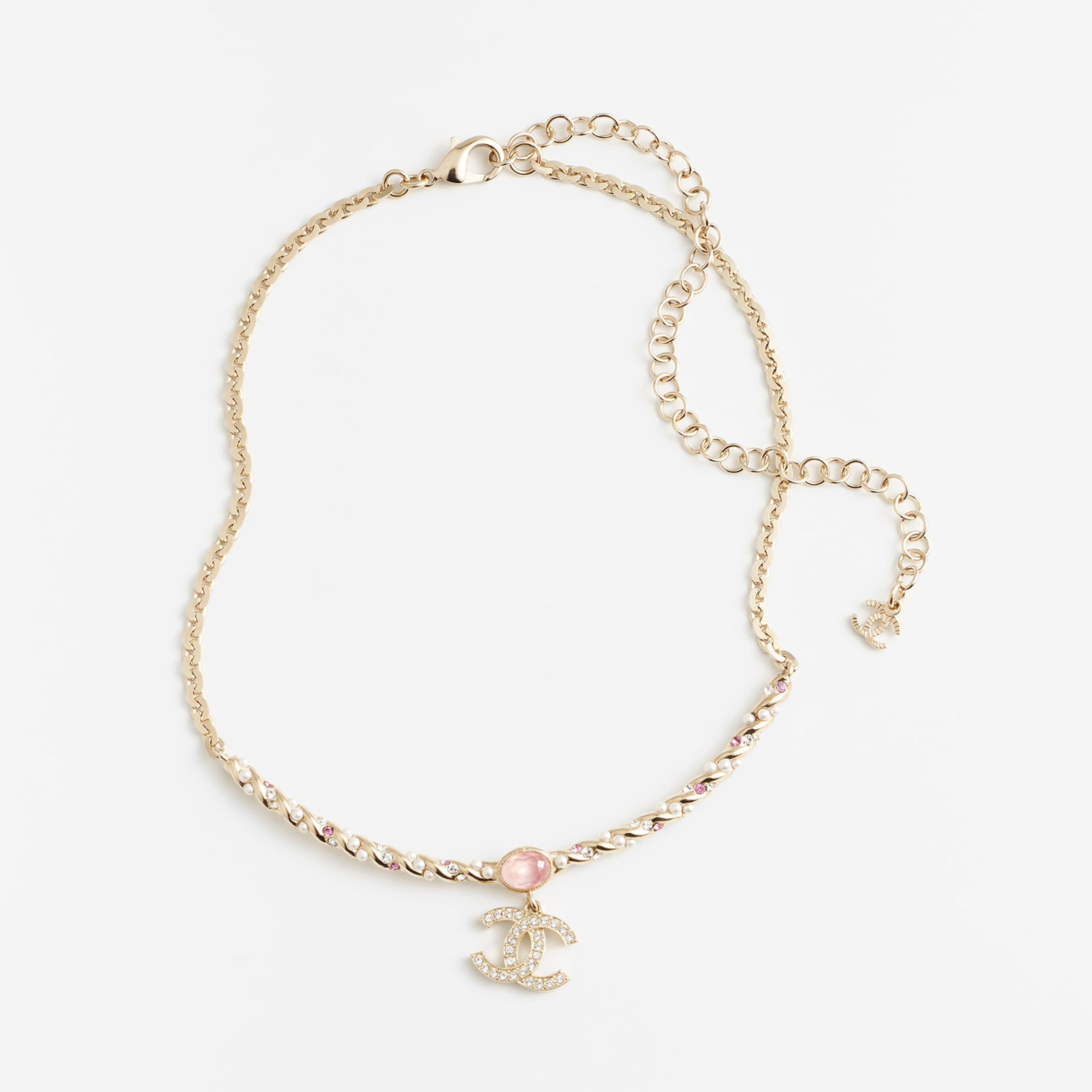 18K  Chanel Pink Crystal Necklace