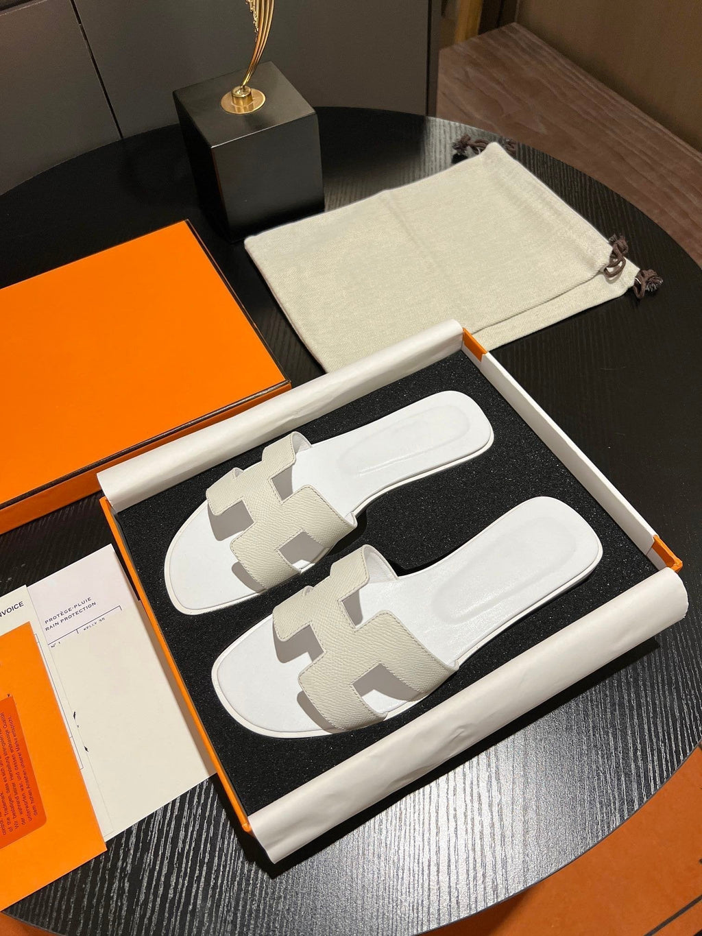 HERMES 0RAN SANDAL Leather White