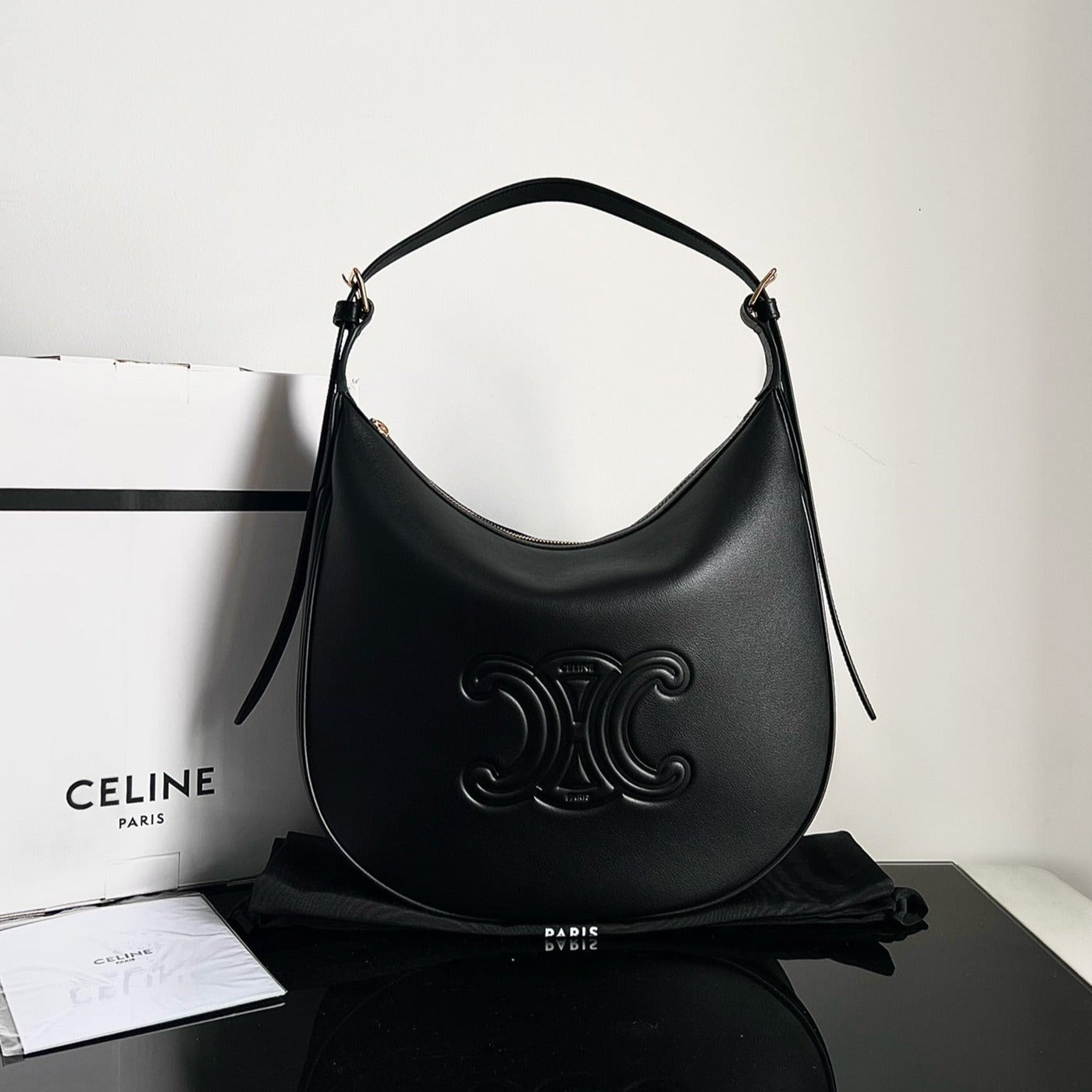 CELINE TRIOMPHE 31 CALFSKIN BLACK