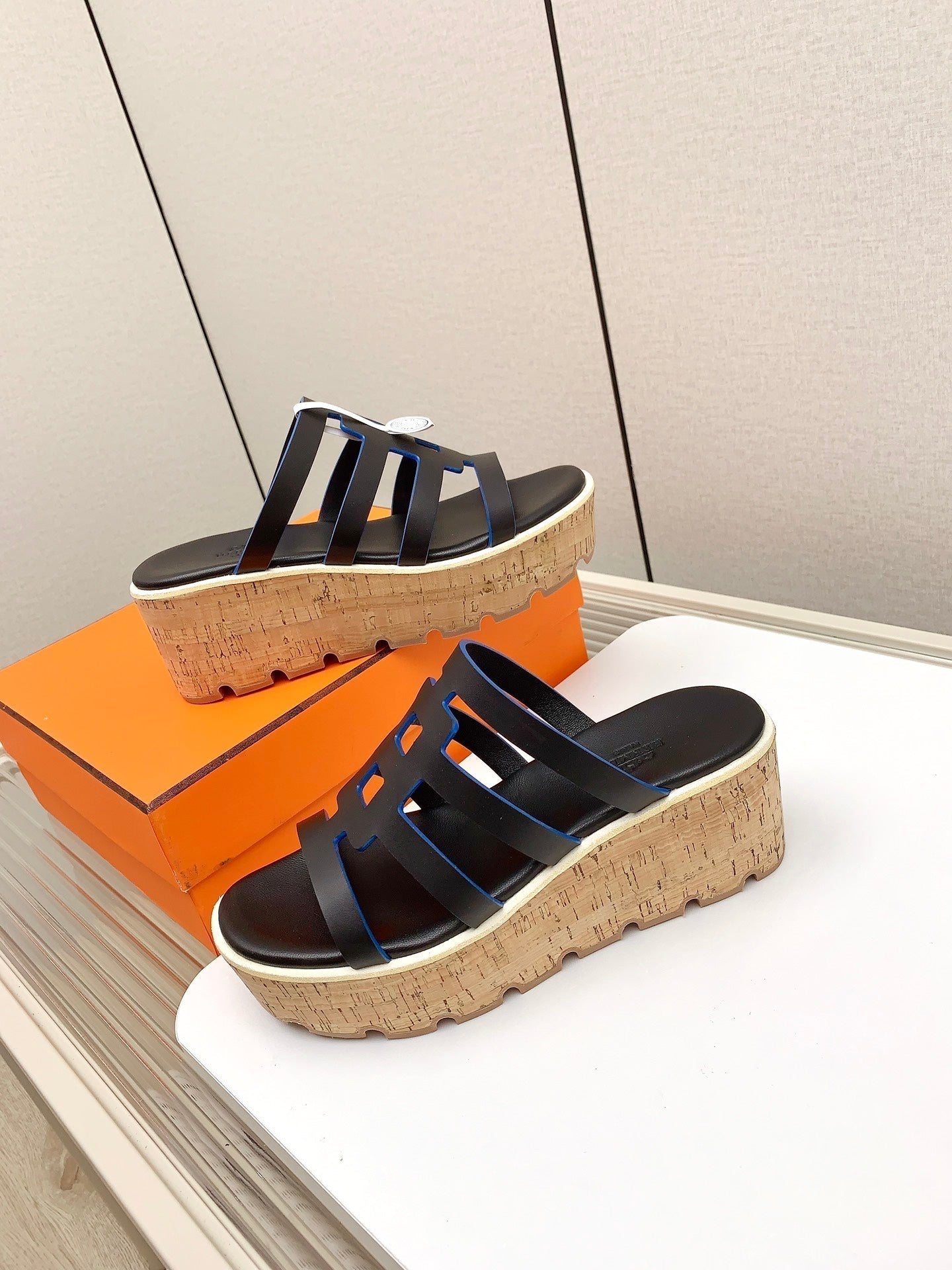 HERMES ISABELLA 30 SANDAL IN BLACK CALFSKIN